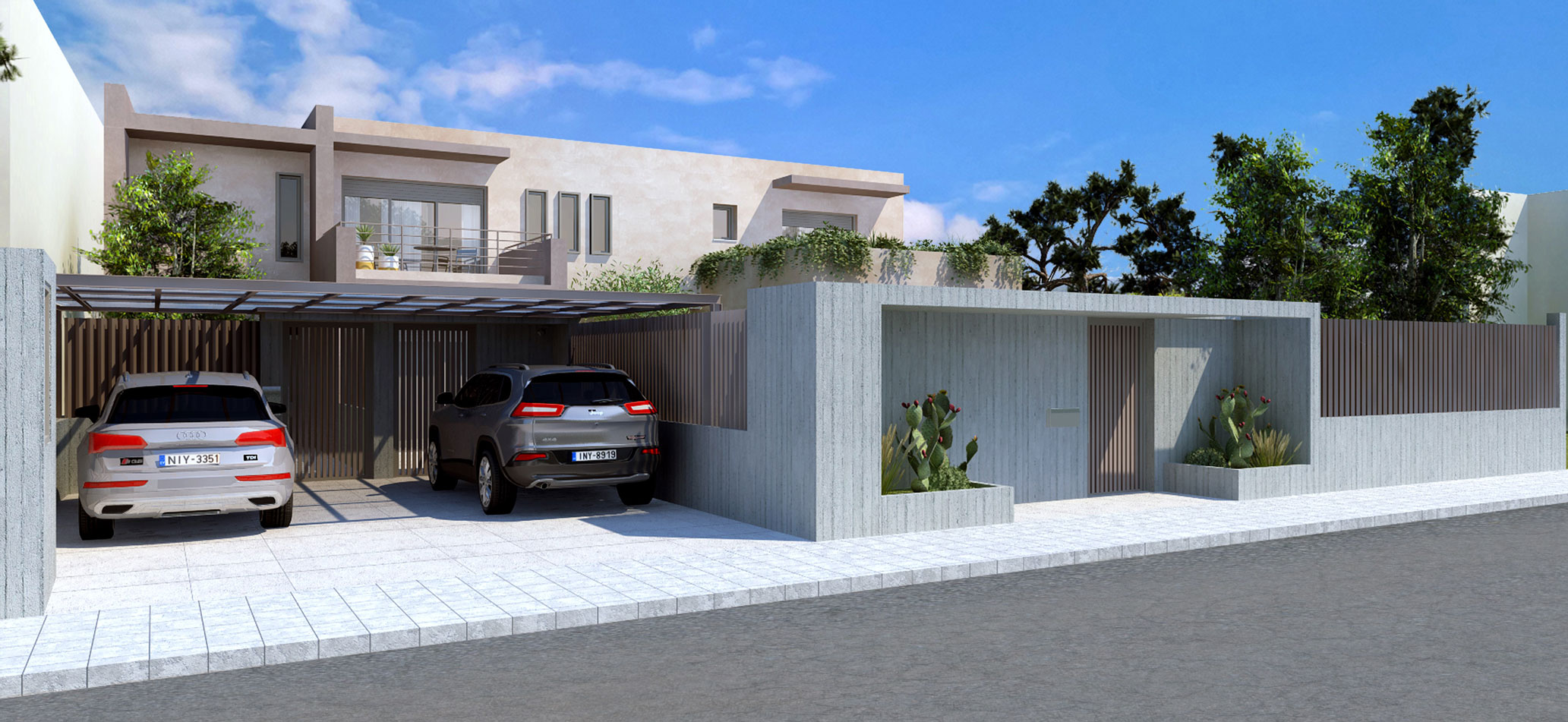 Contemporaty two-unit residential building / Artemida